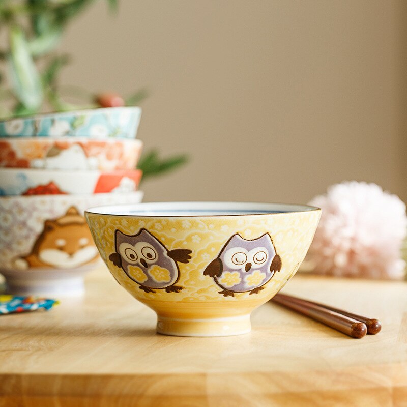 Cartoon Ceramic Bowl Underglaze Japanese Ceramic Rice Bowl Tableware Ceramic Mixing Bowl