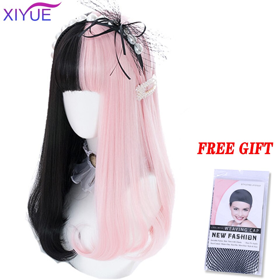 Blue Pink Lolita Wigs Ombre Long Water Wave Cosplay Wigs Synthetic Hair Wigs Heat Resistant For Women