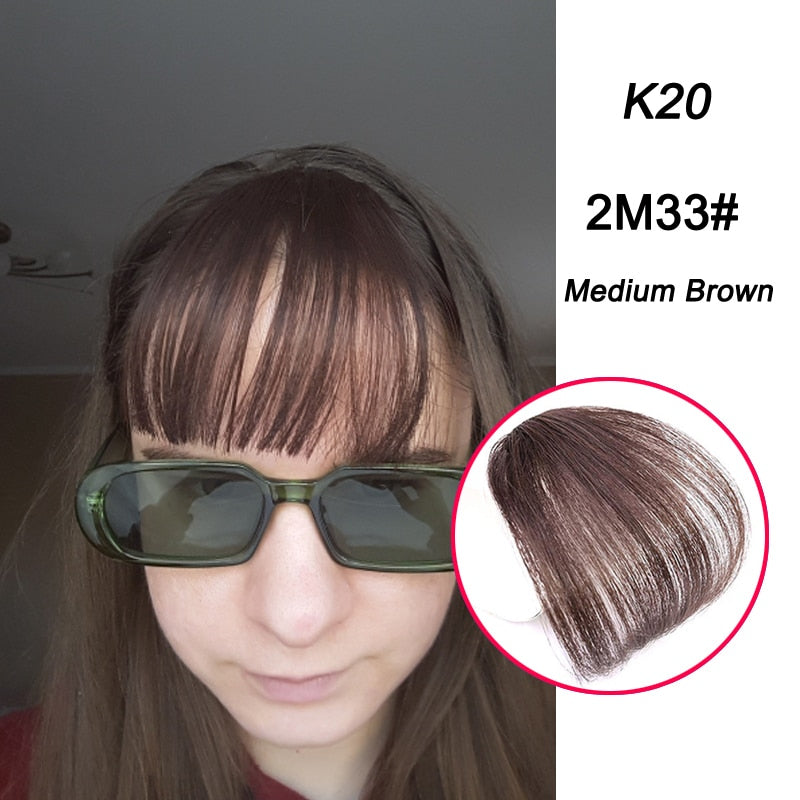False Synthetic Bangs Hair Extension Fake Fringe Natural Hair Clip on Hairpieces Light Brown Wigs