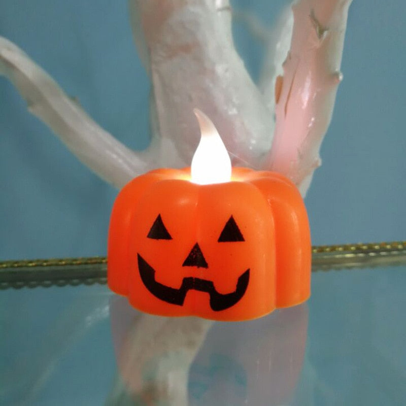 Halloween Candle Light LED Colorful Candlestick Table Top Decoration Pumpkin Party Decor