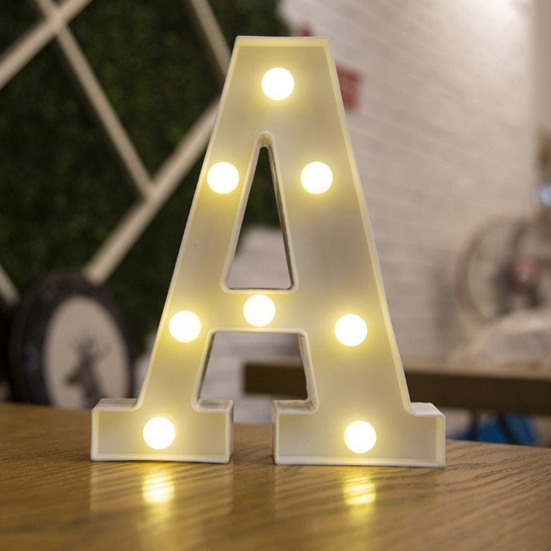 Alphabet Letter LED Lights Luminous Number Lamp Decor Battery Night Light for home Wedding Birthday party Decoration