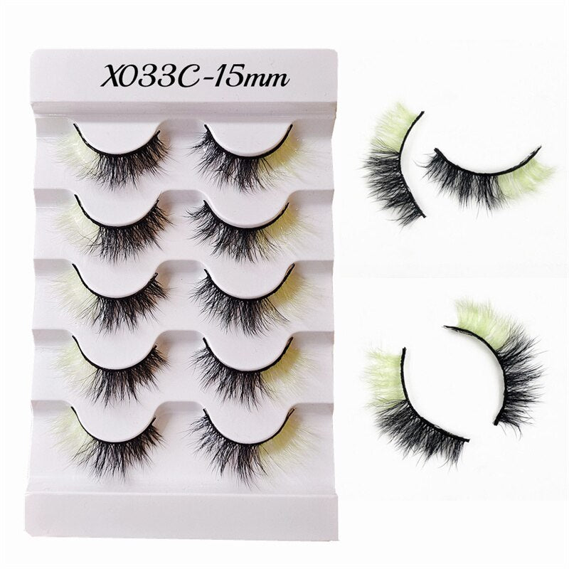 Rainbow Colored Lashes 3D Mink Lashes Ombre Dramatic Colorful Natural Eyelashes Extension Make up Fake Eyelashes