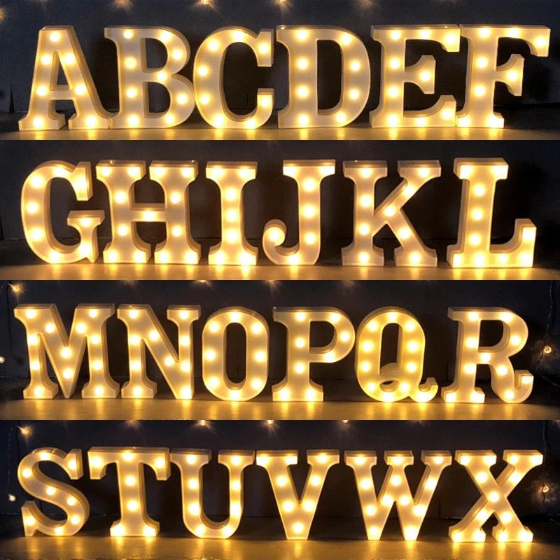 Alphabet Letter LED Lights Luminous Number Lamp Decor Battery Night Light for home Wedding Birthday party Decoration