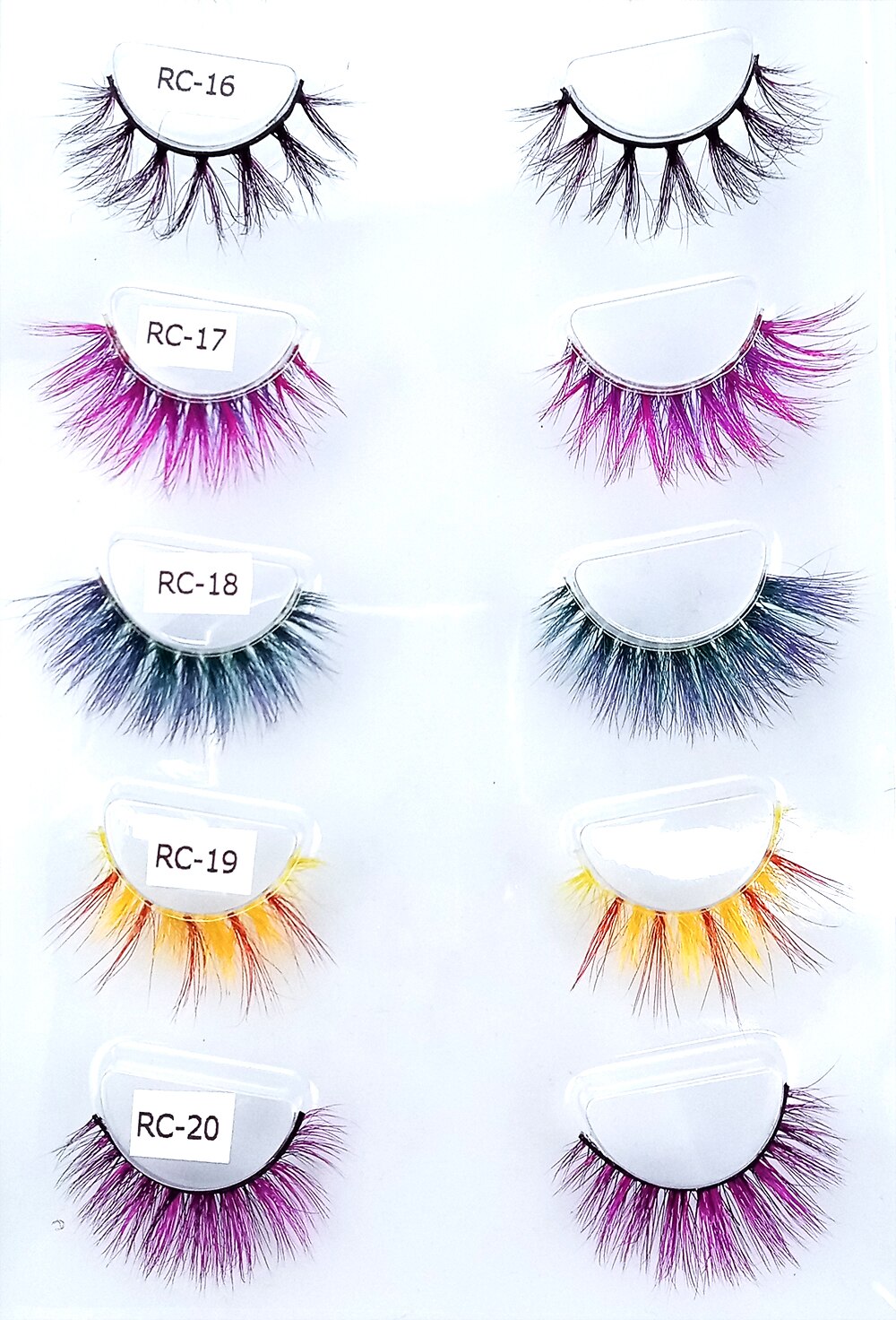 1pair Transparent stem Colored Mink Lashes 15mm-25mm False Eyelashes Soft Tousled 3D Spectacular Long Natural Mink