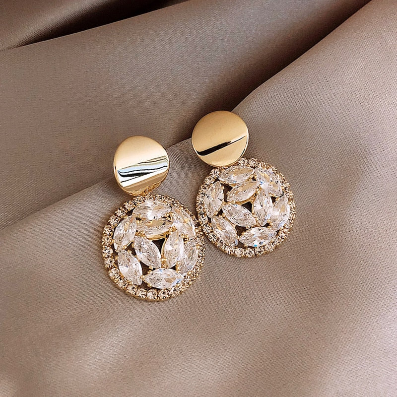 Moon Dangle Earrings Temperament Pearl Cherry Cat Rhinestone Pendant Earring Girl Party Jewelry Gift
