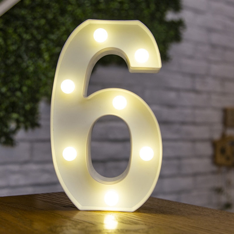 Alphabet Letter LED Lights Luminous Number Lamp Decor Battery Night Light for home Wedding Birthday party Decoration