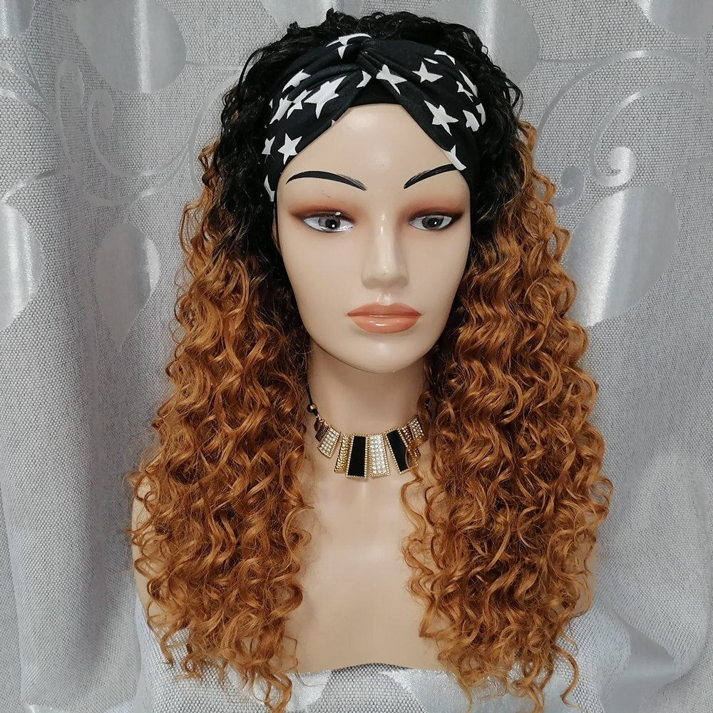 Deep Wave Headband Wig Heat Resistant Fiber Synthetic Wig Blonde Synthetic Hair Wigs For Women