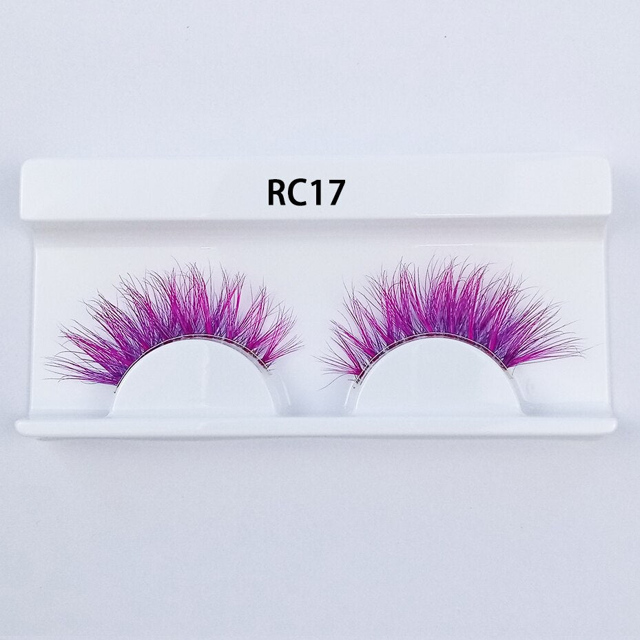 1pair Transparent stem Colored Mink Lashes 15mm-25mm False Eyelashes Soft Tousled 3D Spectacular Long Natural Mink