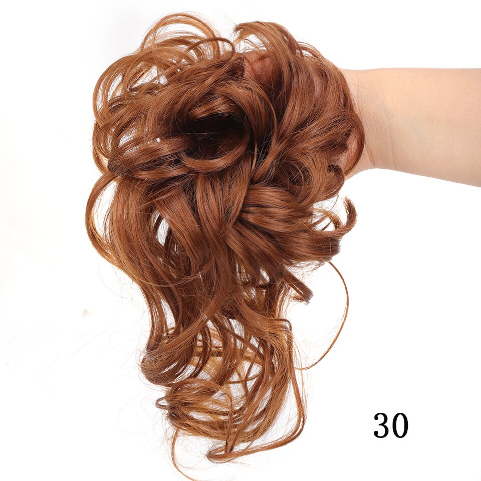 Synthetic Messy Chignon Donut Hair Bun Scrunchies Elastic Hair Rope Rubber Band Curly Hairpiece Black Brown False Hair