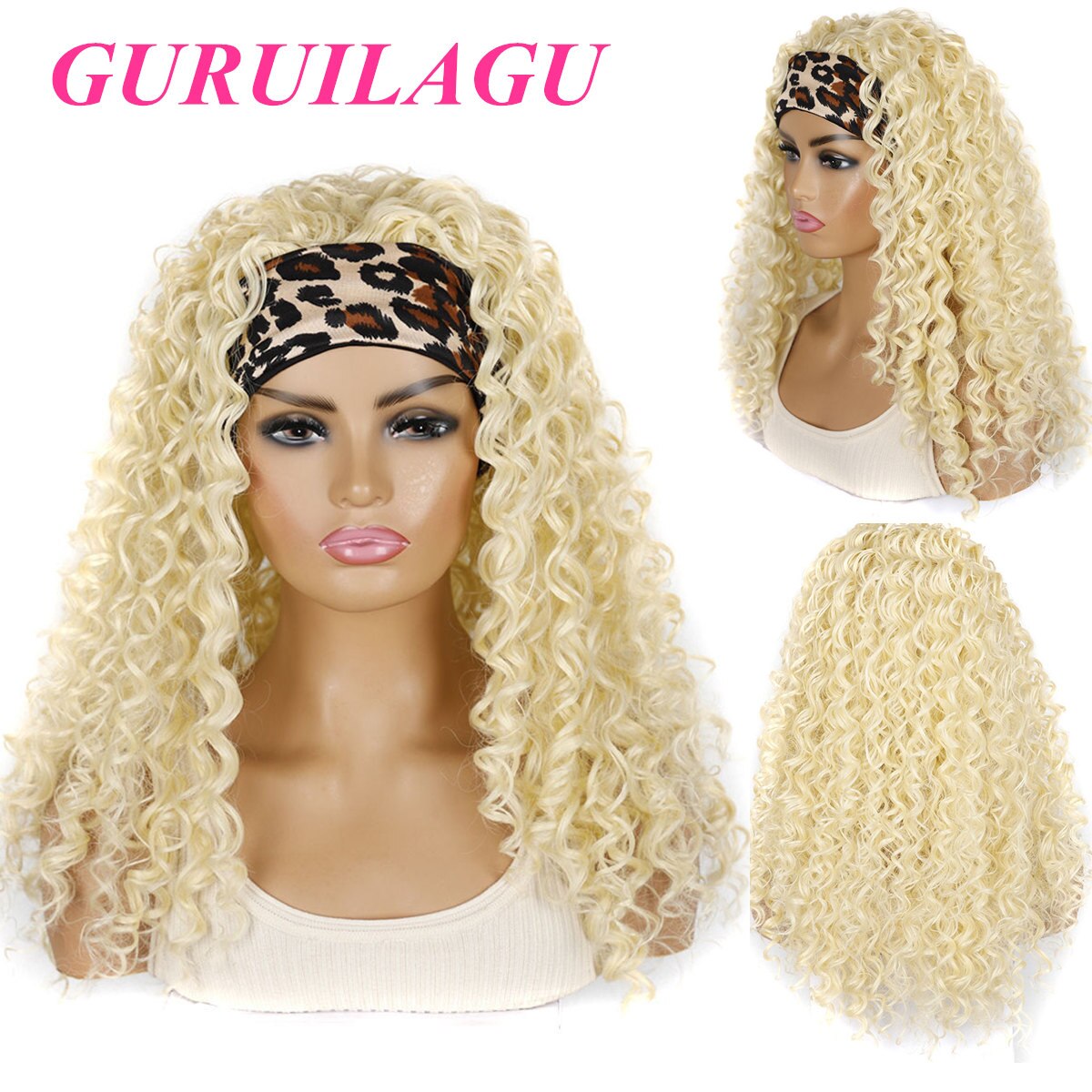 Deep Wave Headband Wig Heat Resistant Fiber Synthetic Wig Blonde Synthetic Hair Wigs For Women