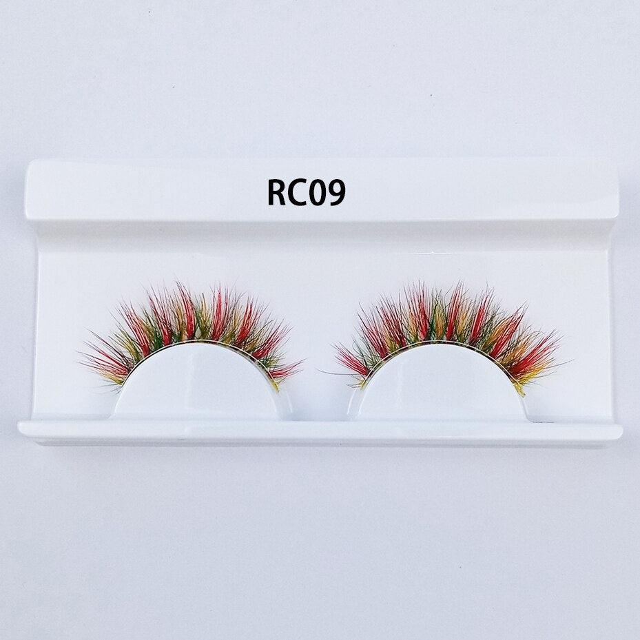 1pair Transparent stem Colored Mink Lashes 15mm-25mm False Eyelashes Soft Tousled 3D Spectacular Long Natural Mink