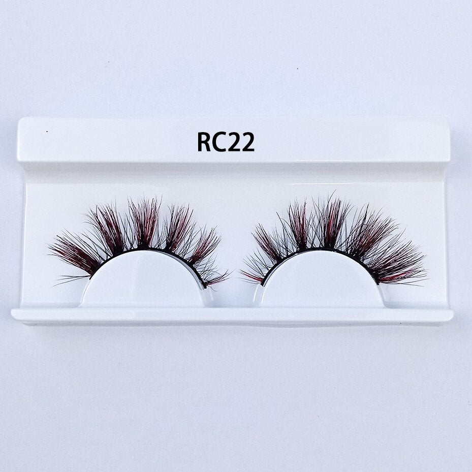 1pair Transparent stem Colored Mink Lashes 15mm-25mm False Eyelashes Soft Tousled 3D Spectacular Long Natural Mink
