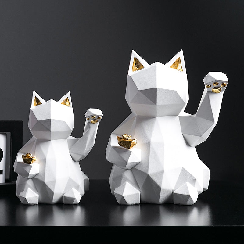 Resin Sculpture Lucky Cat Statue Decoration Fashion Modern Home Decor Statue Gift Desktop Furnishings Home Accessories Ornaments