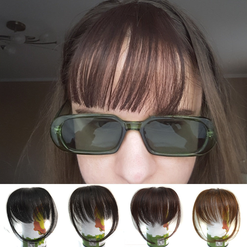 False Synthetic Bangs Hair Extension Fake Fringe Natural Hair Clip on Hairpieces Light Brown Wigs