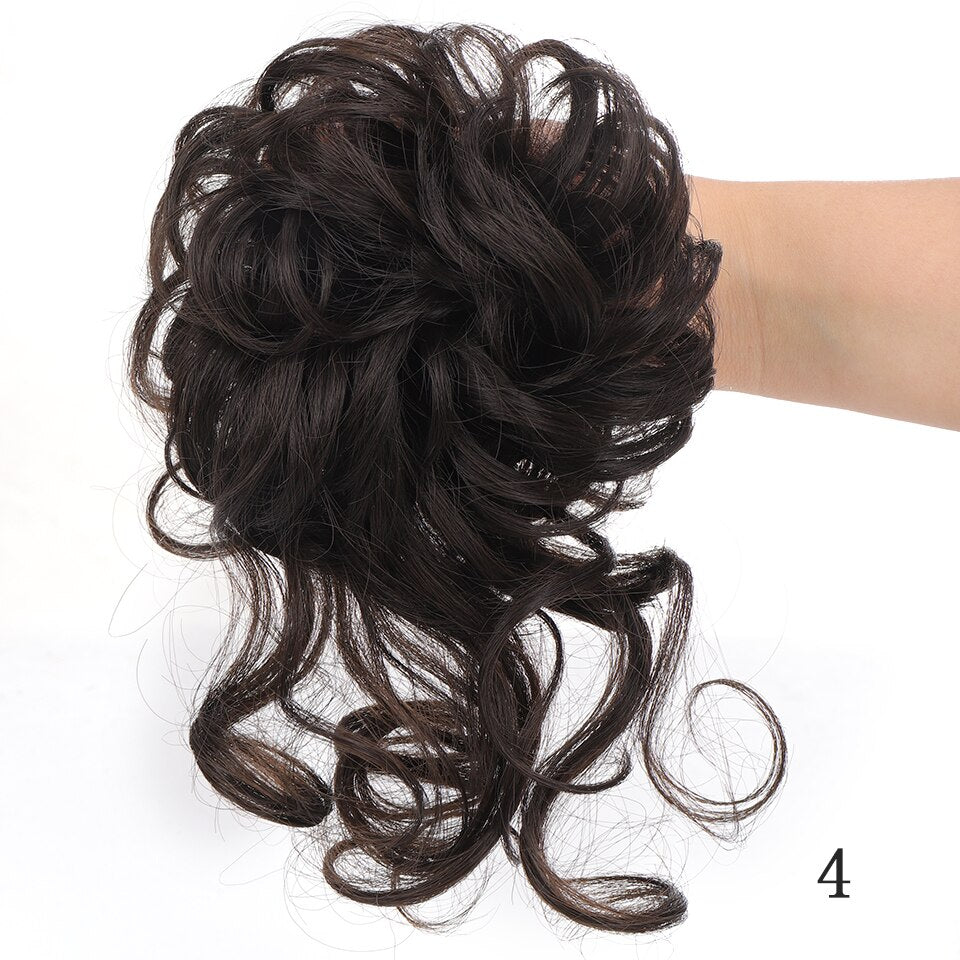 Synthetic Messy Chignon Donut Hair Bun Scrunchies Elastic Hair Rope Rubber Band Curly Hairpiece Black Brown False Hair