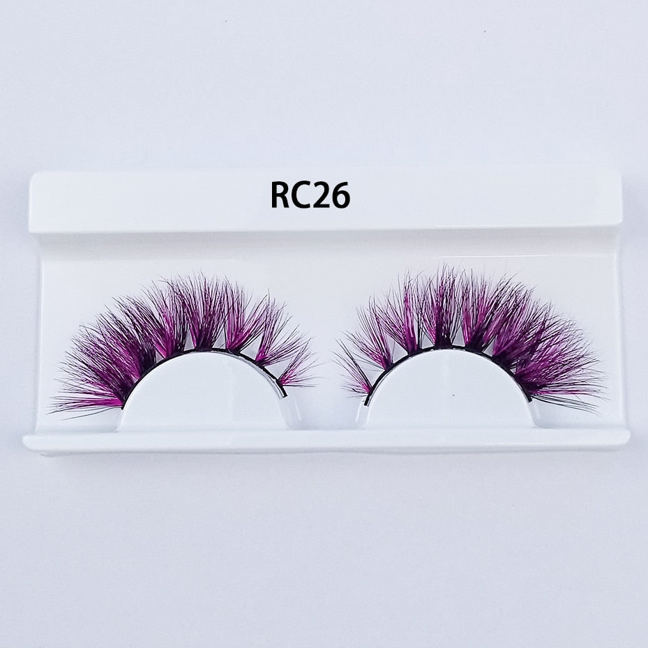 1pair Transparent stem Colored Mink Lashes 15mm-25mm False Eyelashes Soft Tousled 3D Spectacular Long Natural Mink