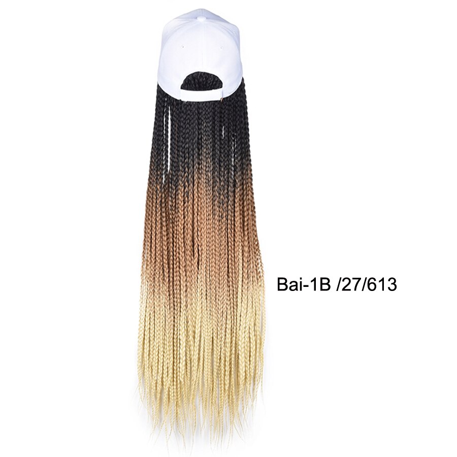 Box Braids Baseball Cap Wig 24inch Long Synthetic Braid Wigs Hat with Braiding Hair Extensions Adjustable Size