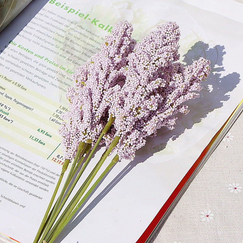6 Pieces Bundle PE Lavender Cheap Artificial Flower Wholesale Plant Wall Decoration Bouquet Material Manual Diy Vases for Home