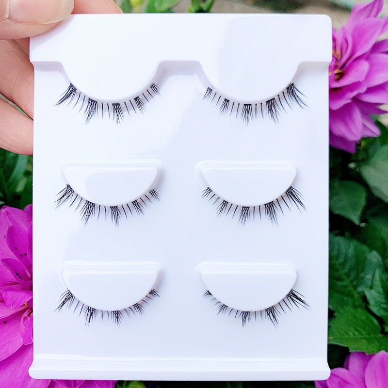 3 Pairs False Eyelashes Japanese Handmade Natural Lower Eyelashes Japanese Eye Tail Lengthened Short Nude