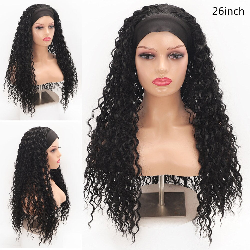 Deep Wave Headband Wig Heat Resistant Fiber Synthetic Wig Blonde Synthetic Hair Wigs For Women