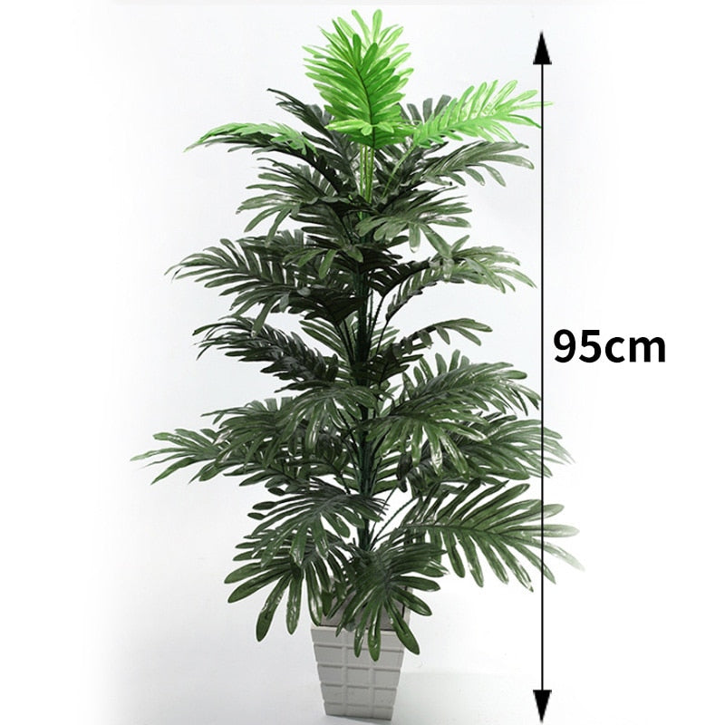 Green Artificial Palm Leaf Plastic Plants Tropical Tree Branch Fake Plants Jungle Home Garden Decor Wedding Decoration