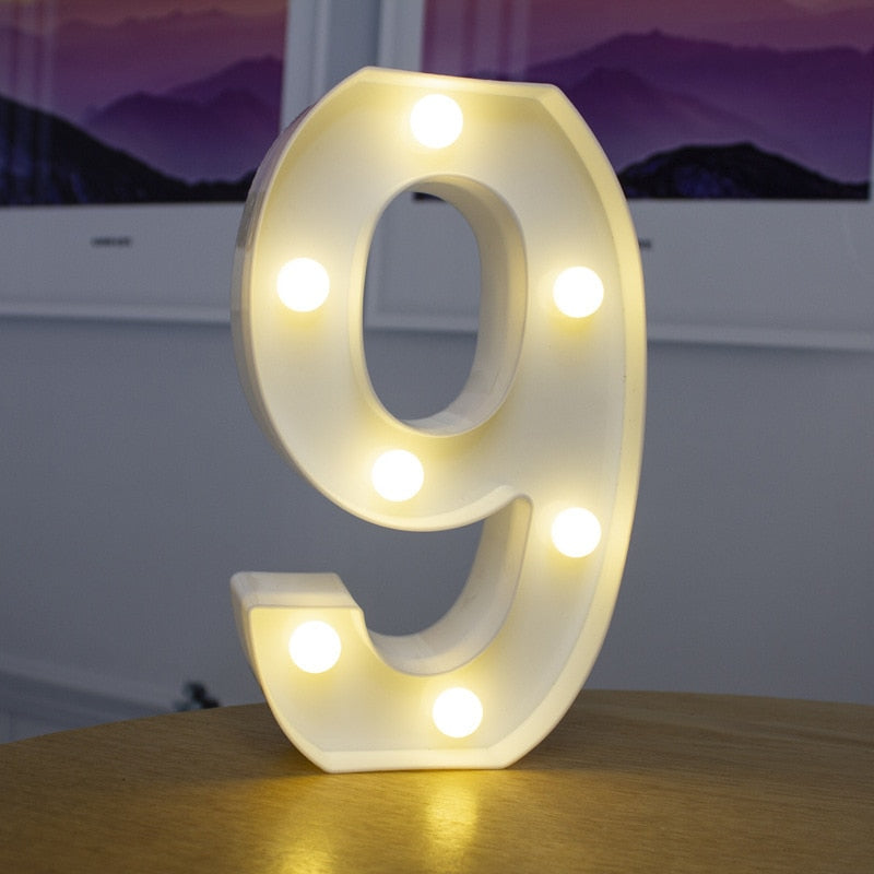 Alphabet Letter LED Lights Luminous Number Lamp Decor Battery Night Light for home Wedding Birthday party Decoration