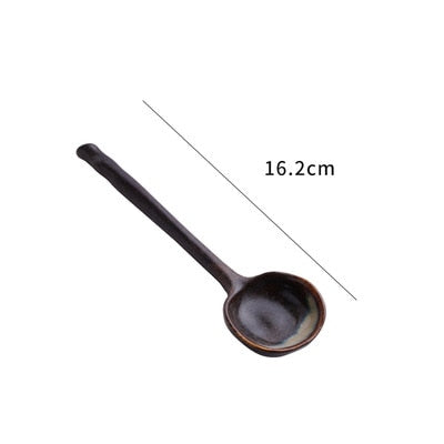 Ceramic Soup Spoon Japanese Tableware Eating Spoon Creative Long handle Spoons Kitchen Cooking Utensil Tool Teaspoon