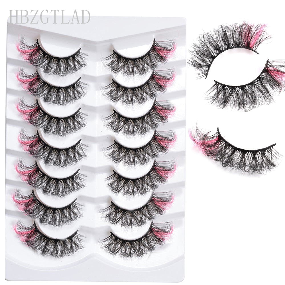 7pairs Colored Lashes 22 Styles 3d Mink Lashes Dramatic Colorful Natural Eyelashes Extension Fake Eyelashes
