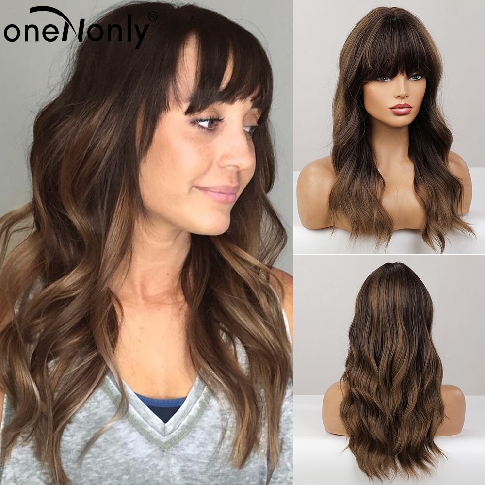 Orange Ginger Wig Female Long Wavy Women Wigs Natural Cosplay Lolita Daily Hair with Bangs Heat Resistant Fiber