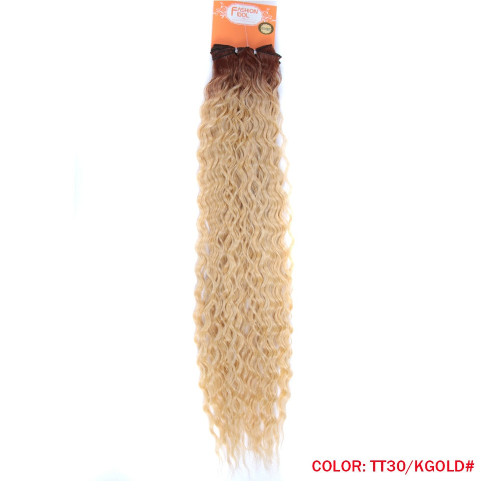 MAGIC Deep Curly Synthetic Hair Weave Deep Wave Hair Bundles 28 & 30 & 32 Inches Ombre Color Two Tone Curly Hair Extension 120g