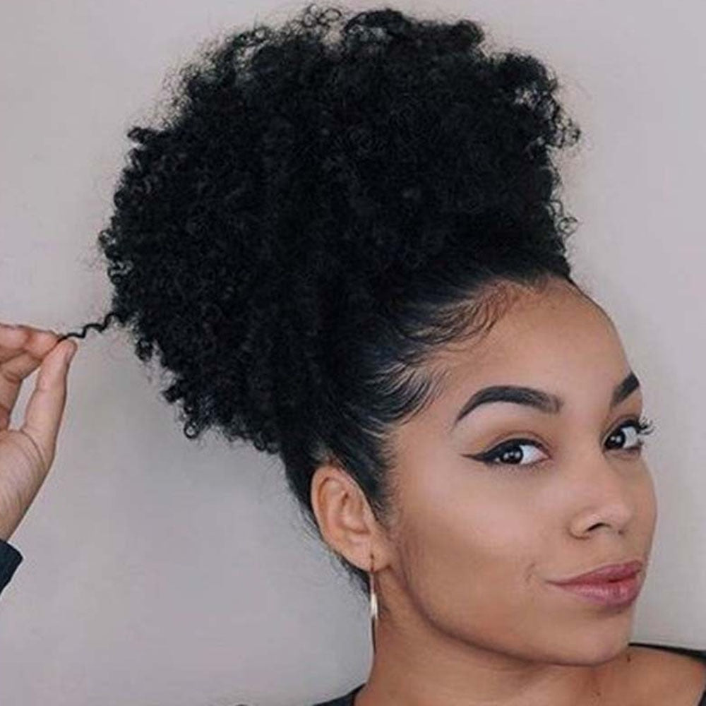 Short Afro Puff Synthetic Hair Hairpiece For Women Drawstring Ponytail Kinky Curly Clip Hair Extensions