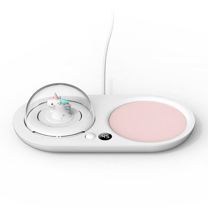 Warmer 3 Gear Coffee Mug Heating Coaster Smart Thermostatic Hot Plate Milk Tea Water Heating Pad with Aromatherapy Lamp