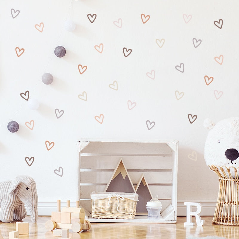 36pcs Heart Shape Boho Style Wall Stickers Bohemian Wall Decals for Living Room Bedroom Nursery Kids Room Home Decor