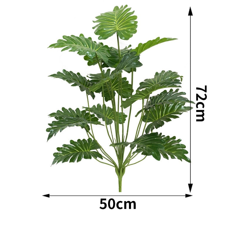 Green Artificial Palm Leaf Plastic Plants Tropical Tree Branch Fake Plants Jungle Home Garden Decor Wedding Decoration