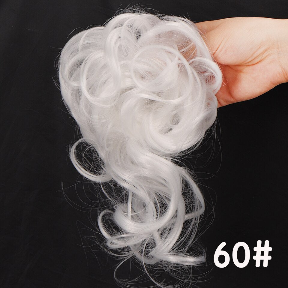 Synthetic Messy Chignon Donut Hair Bun Scrunchies Elastic Hair Rope Rubber Band Curly Hairpiece Black Brown False Hair