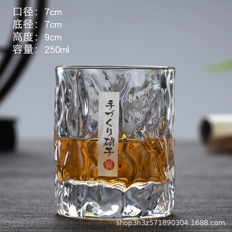 Hand-made Japanese hammered foreign wine glass whiskey glass home creative beer glass crystal glass cup