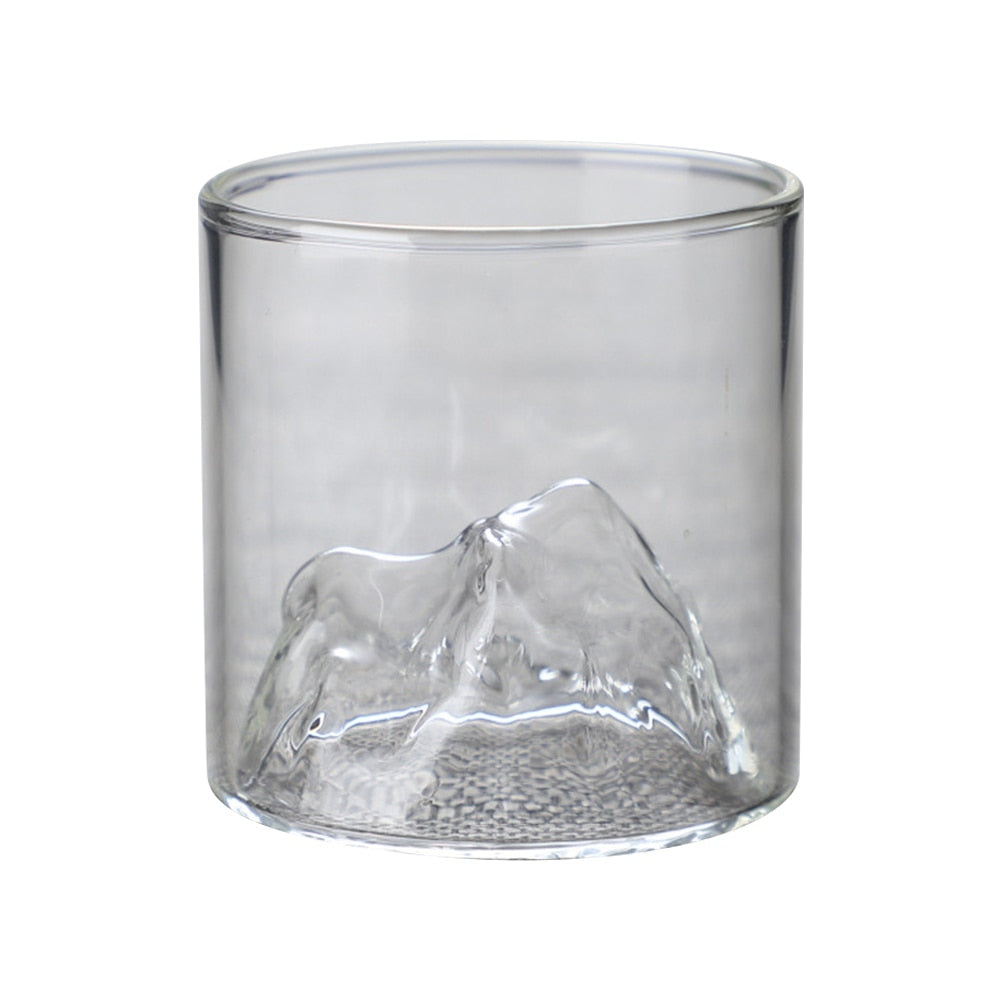 Japanese 3D Mountain Glass Whiskey Cup Transparent Whiskey Glass Glacier Vodka Wine Cup Whiskey Rock Glass Drinkware Artwork Gif