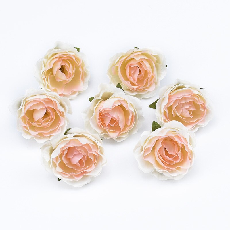 10Pcs 4cm Multicolor Wedding Decoration Silk Roses Scrapbooking Home Decor Artificial Plants Decorative Flowers Wreaths Pompons