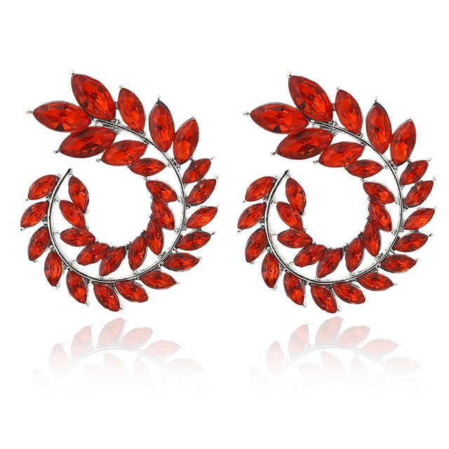 10 Colors Rhinestone Earrings Geometric Big Round Stud Earrings Crystal Luxury Wedding Gift
