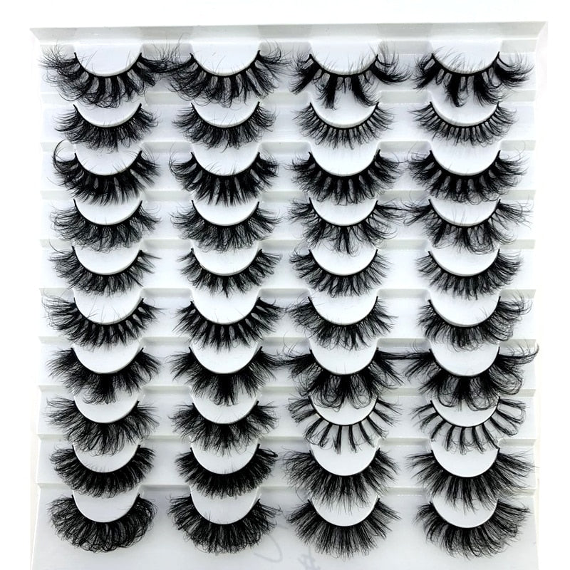 20 Pairs Fluffy Lashes 25mm 3D Mink Lashes Long Thick Natural False Eyelashes Mink Eyelashes