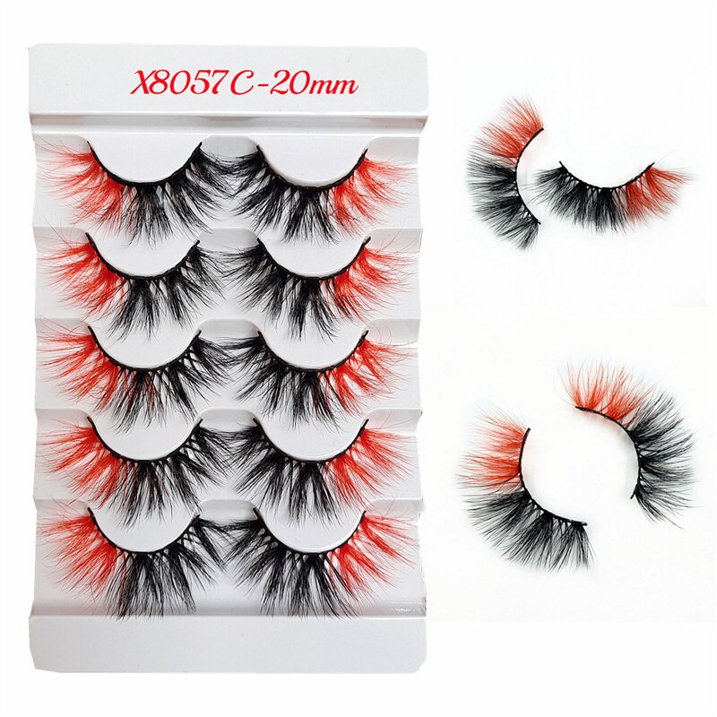 Rainbow Colored Lashes 3D Mink Lashes Ombre Dramatic Colorful Natural Eyelashes Extension Make up Fake Eyelashes
