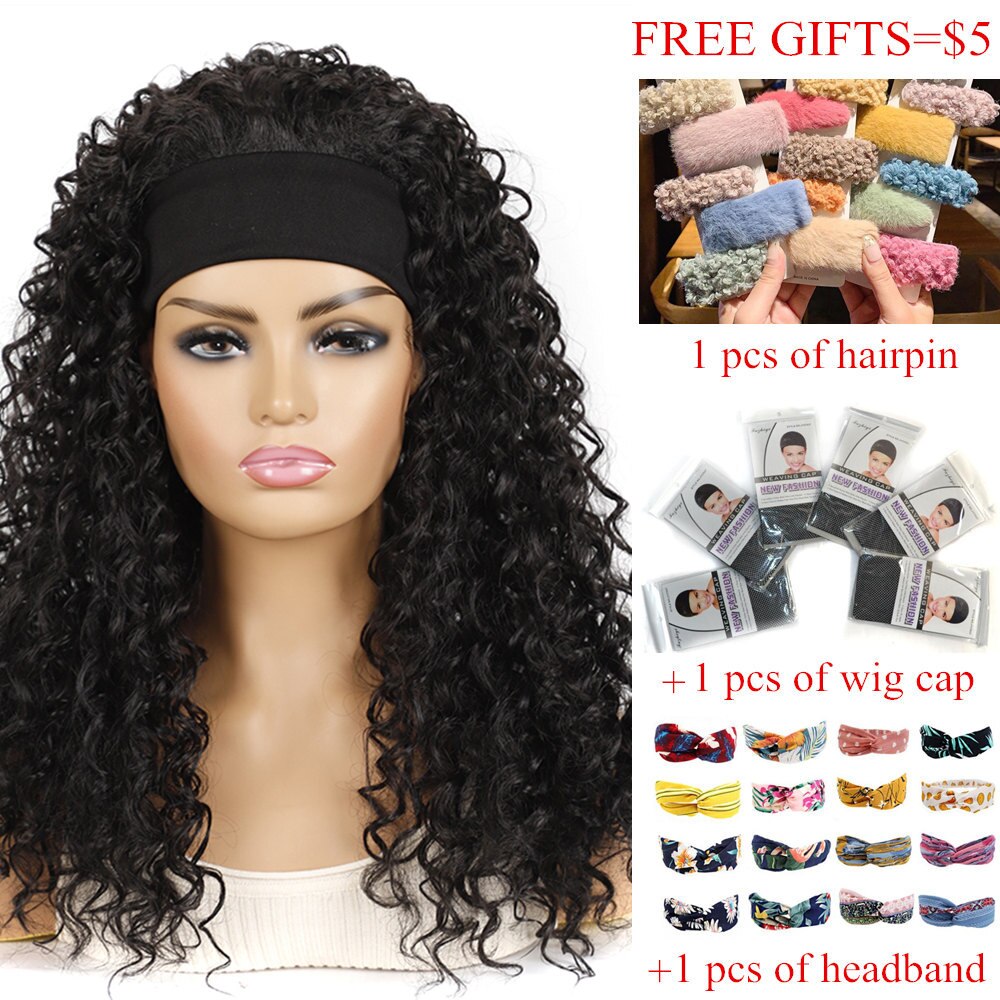 Deep Wave Headband Wig Heat Resistant Fiber Synthetic Wig Blonde Synthetic Hair Wigs For Women