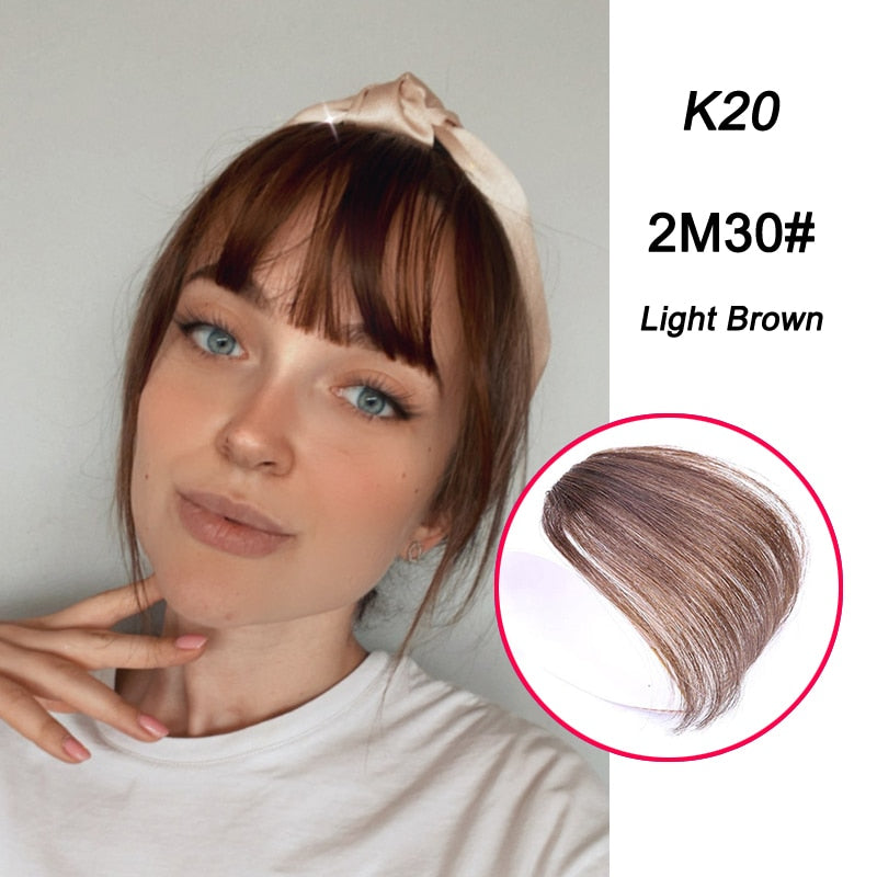False Synthetic Bangs Hair Extension Fake Fringe Natural Hair Clip on Hairpieces Light Brown Wigs