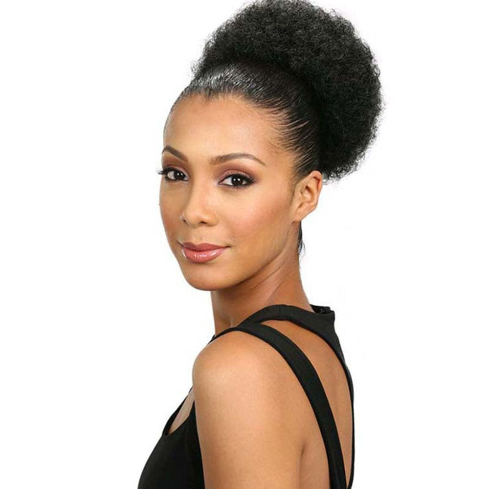 Short Afro Puff Synthetic Hair Hairpiece For Women Drawstring Ponytail Kinky Curly Clip Hair Extensions