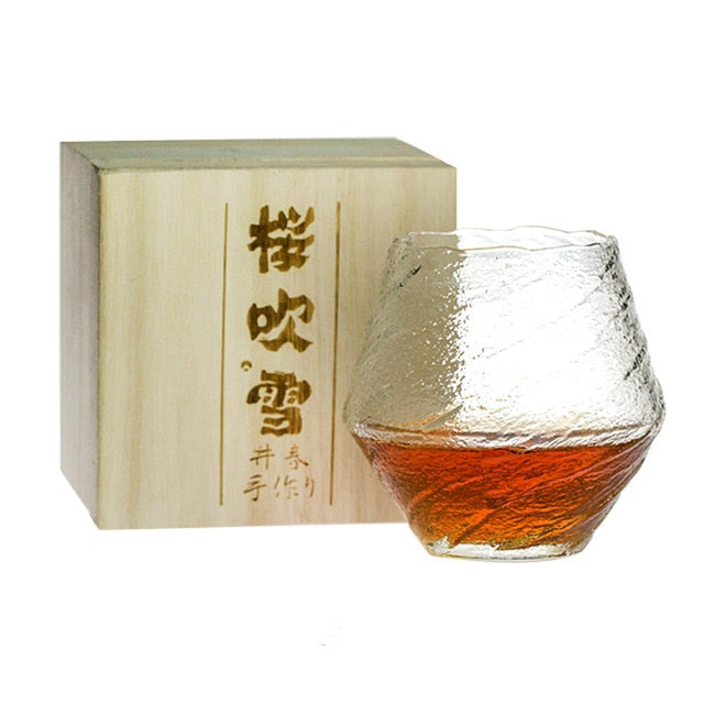 Japanese Hazy Air Wine Glass Snowflakes Falling Whiskey Tumbler Hammer Pattern Whisky Cup XO Brandy Drinking Glasses Wineglass