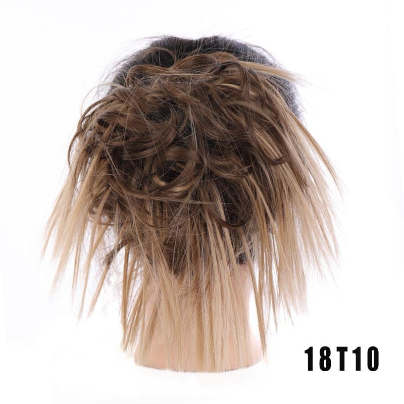 Synthetic Chignon Messy Scrunchies Elastic Band Hair Bun Straight Updo Hairpiece High Temperture Fiber Natural Fake Hair