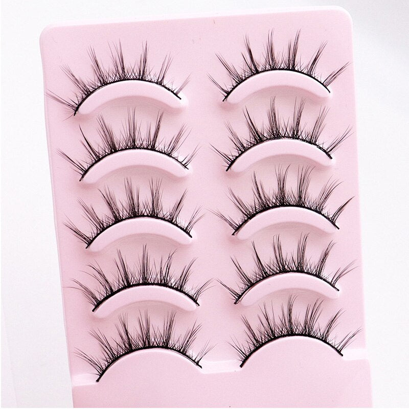 5 Pairs Cos False Eyelashes Natural Thick Clustered Eyelashes Women Makeup Eyelash Extension Japanese False Eyelashes
