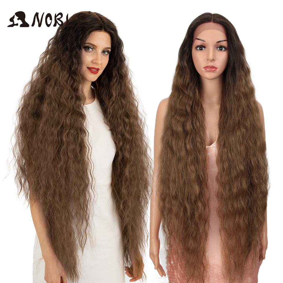 Cosplay Wig Synthetic Lace Part Wig Long Curly 42 Inch Cosplay Wig Blonde Ombre Lace Wig Synthetic Lace Wig