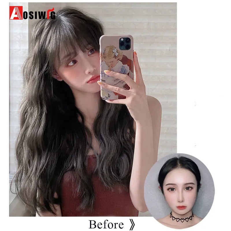 Synthetic Long Culry Clip in Hair Extensions Wig Natural Fake False Hair One Piece Hairpin Accessories Hairpiece Women