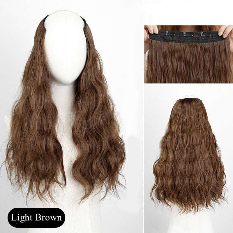 Synthetic Long Culry Clip in Hair Extensions Wig Natural Fake False Hair One Piece Hairpin Accessories Hairpiece Women
